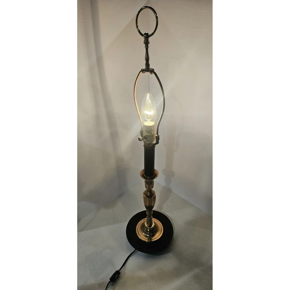 Vintage Brass‎ & Black Candlestick Table Lamp Hollywood Regency 29